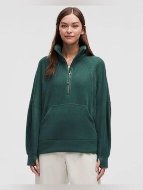 NWT Lululemon Scuba Tumbled Fleece Funnel-Neck Half Zip • Storm Teal • Size XS/S